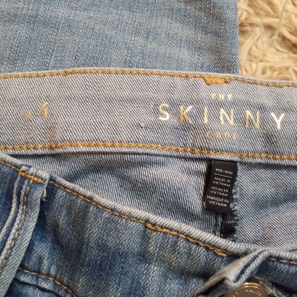 White House Black Market Beaded Ankle Sz 4 Women's Mid Rise Skinny Crop Jeans - Picture 4 of 5